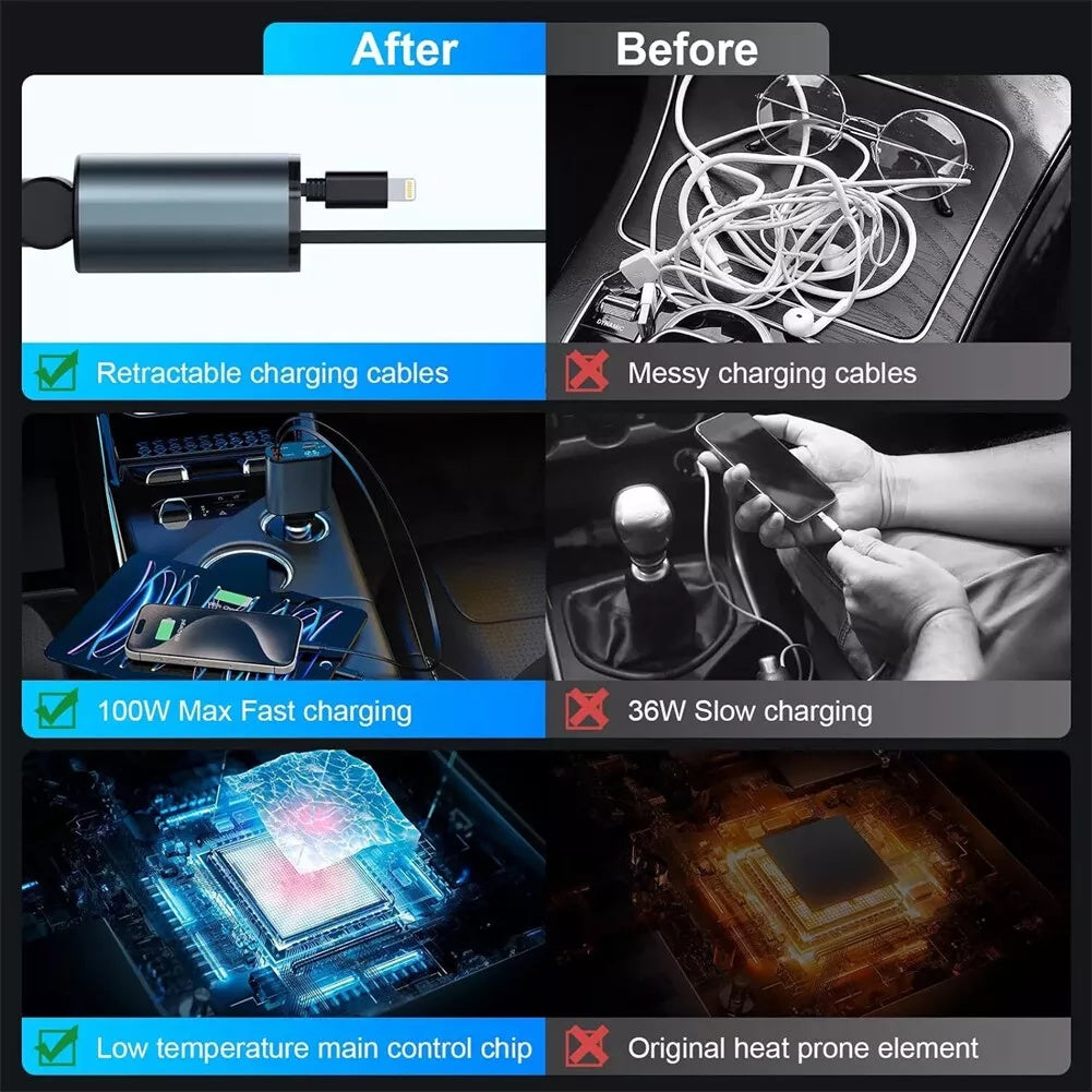 VoltFlex™ 120W Retractable Car Charger