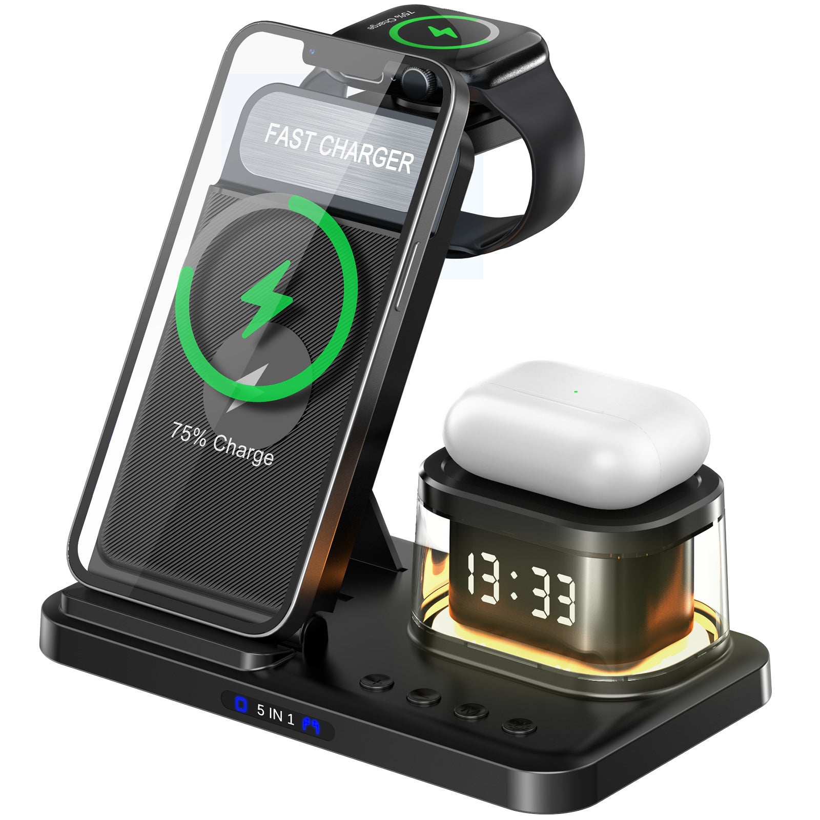 TriCharge Fusion – 3-in-1 Folding Wireless Charging Stand