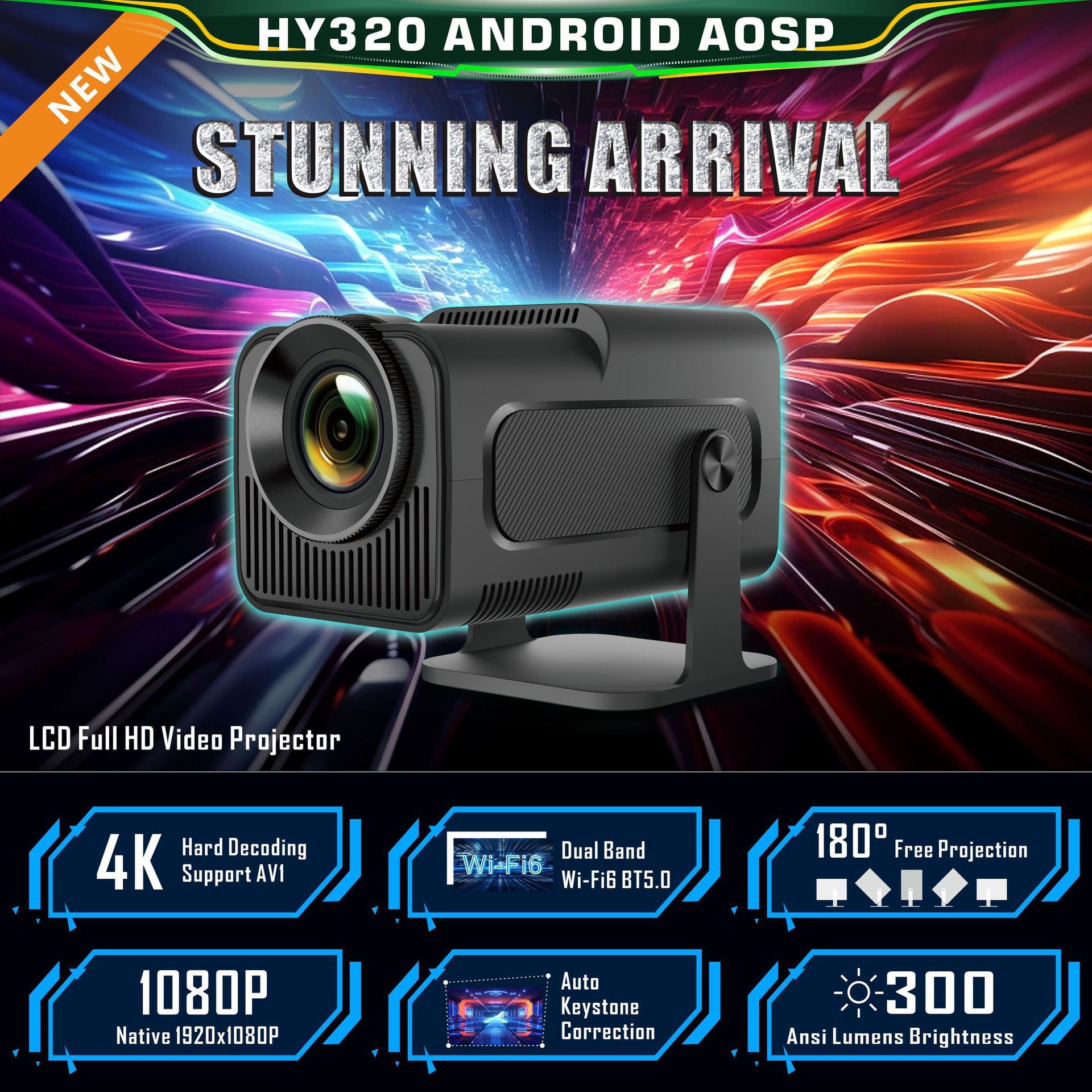 CineVision HY320 1080p Android Smart Projector