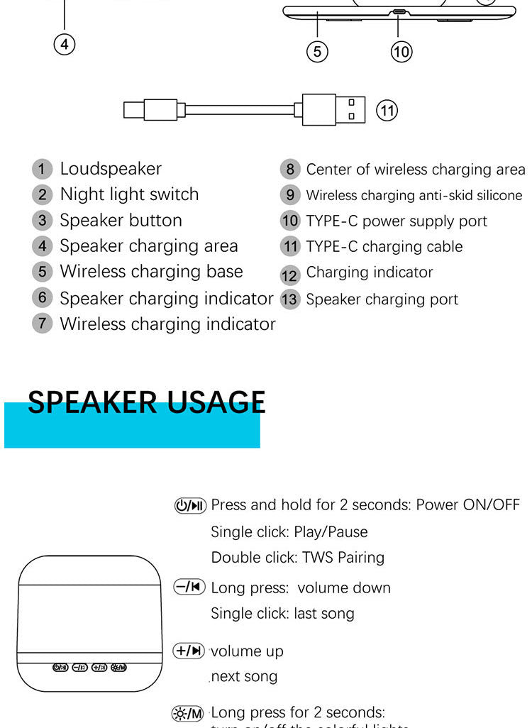 Koolmaax™ 3-in-1 Night Light Charger Bedside Lamp