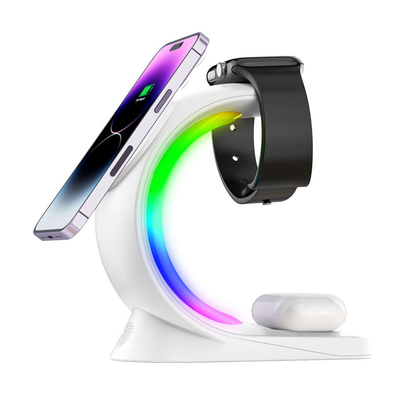PowerDock™ 4-in-1 Magnetic Wireless Charger – Fast Charging Station with Atmosphere Light for iPhone, AirPods Pro, and Apple Watch