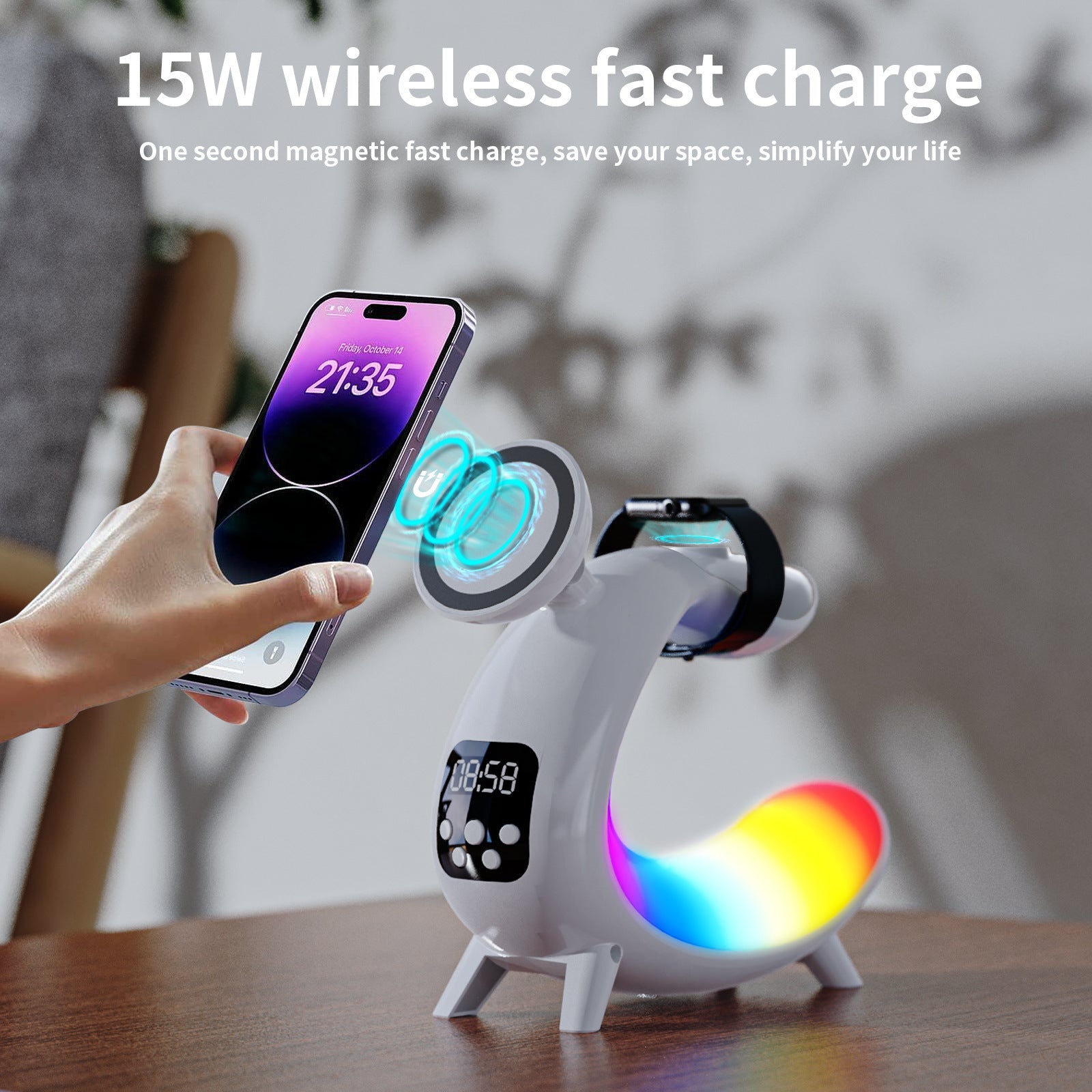 LumaCharge™: Multi-Function Wireless Charging Bedside Table Lamp