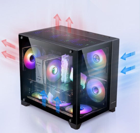 ArcticGlide™ – Premium White Glass Water-Cooled eSports Desktop Case