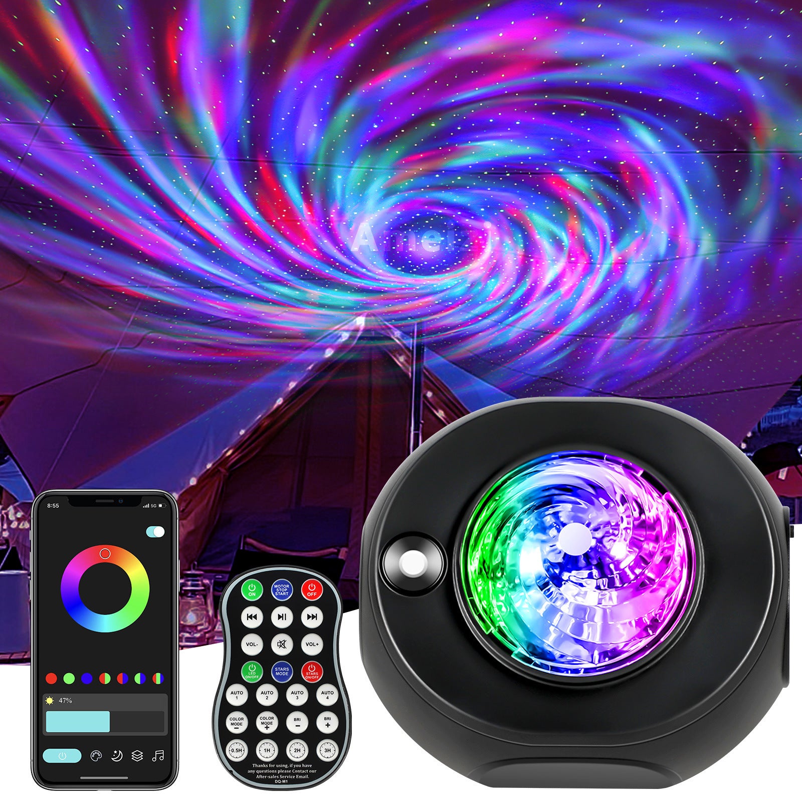 DreamScape Starry Sky Projector – Music-Activated Night Lamp for a Magical Atmosphere