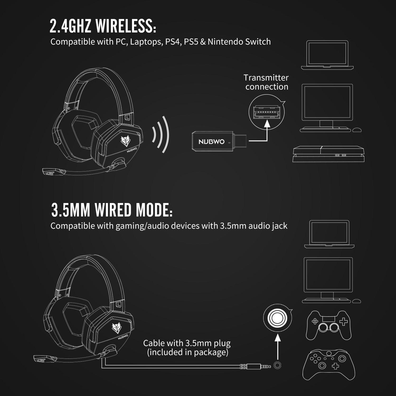EchoSphere Pro™ – Wireless Gaming Headset with Active Noise Cancellation