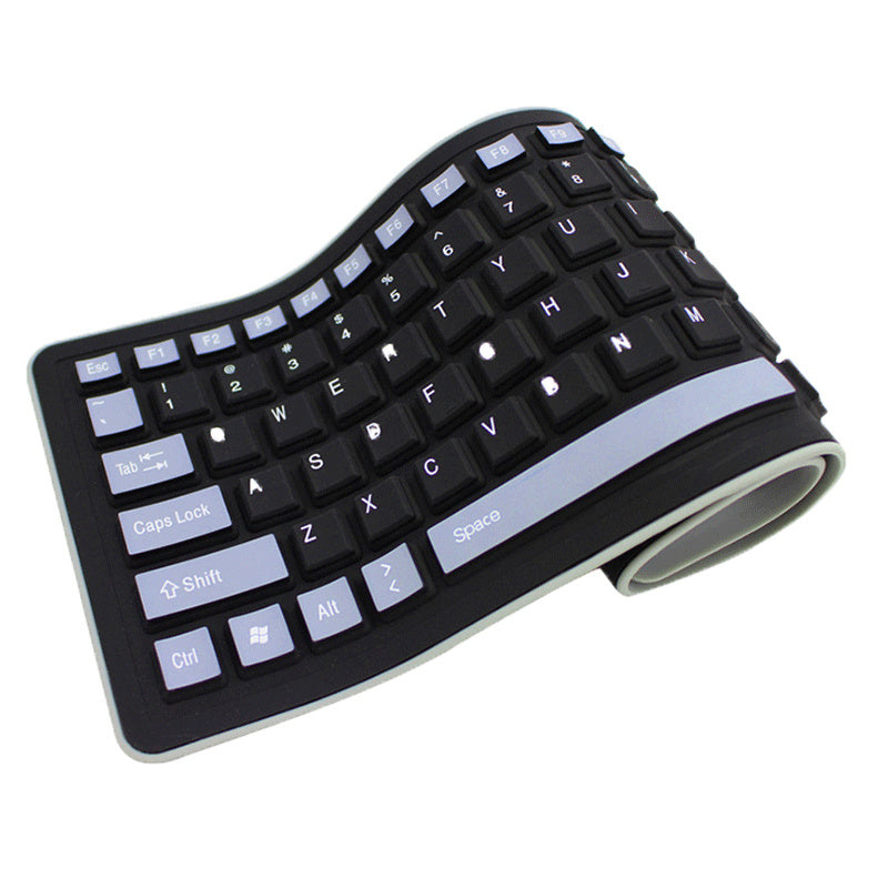 FlexKey Pro – Silica Gel Foldable Curved Keyboard, Silent & Waterproof