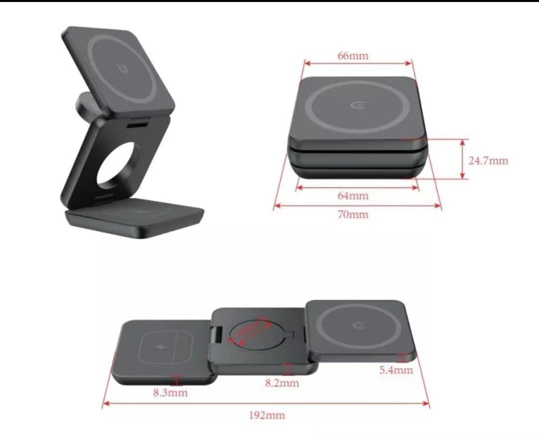MagCharge Trio – Folding 3-in-1 Magnetic Wireless Charger