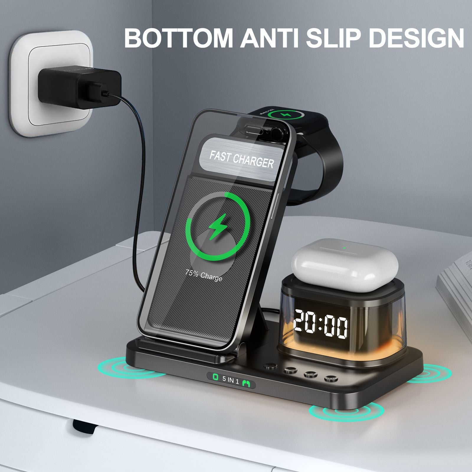 TriCharge Fusion – 3-in-1 Folding Wireless Charging Stand