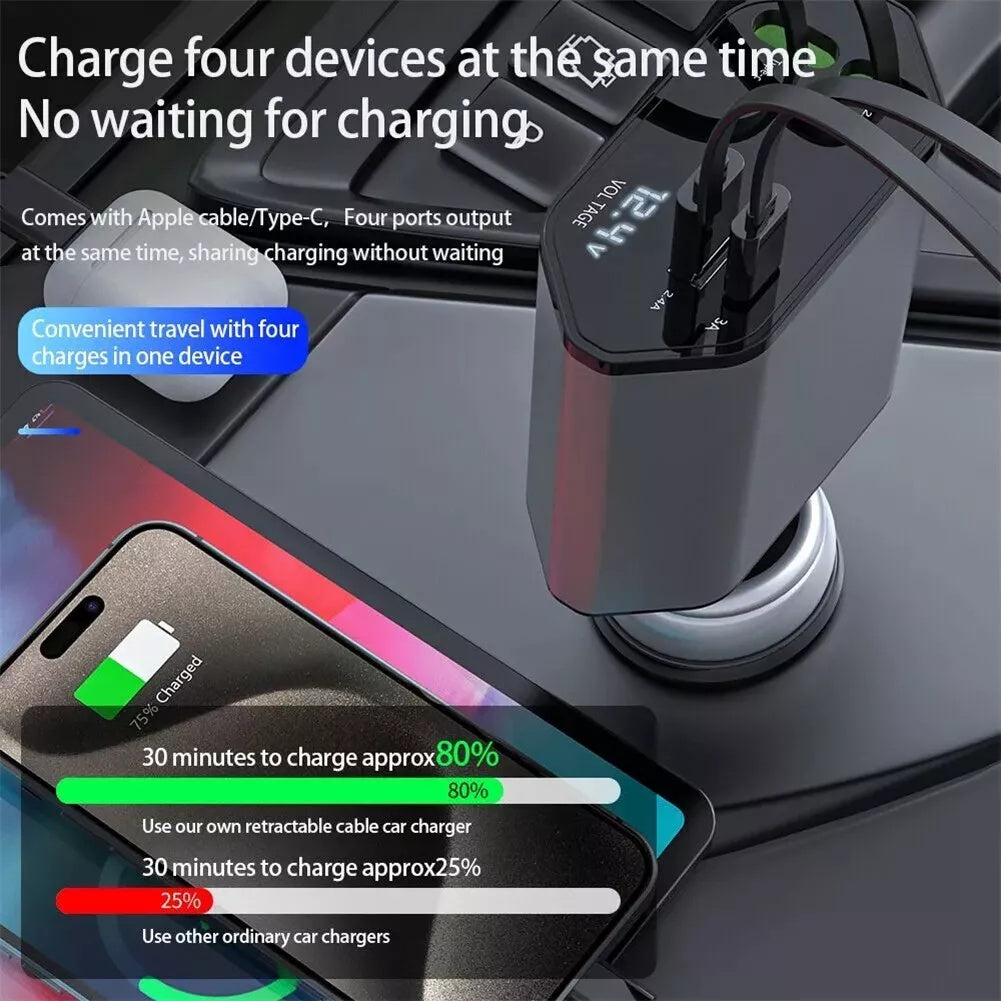 VoltFlex™ 120W Retractable Car Charger