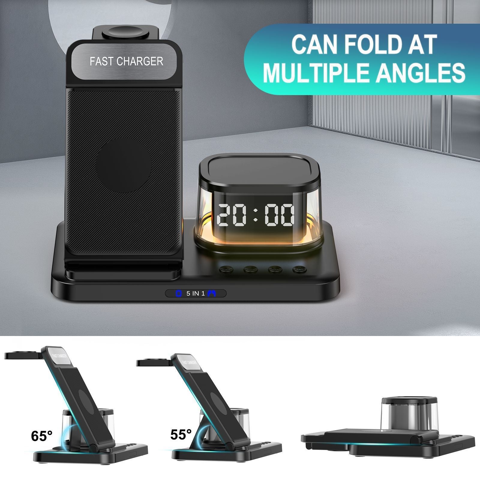 TriCharge Fusion – 3-in-1 Folding Wireless Charging Stand